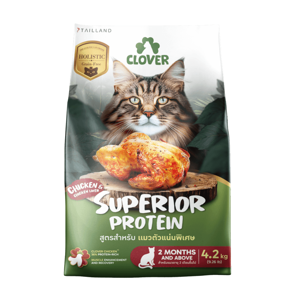 อาหารแมว CLOVER สูตร SUPERIOR PROTEIN สำหรับแมวตัวแน่นพิเศษ เกรด HOLISTIC GRAIN-FREE โซเดียมต่ำ ( 4.2 KG)_0